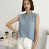 Camiseta sin mangas de modal ligera de verano con cuello redondo medio para mujer, camiseta básica sin mangas, top casual holgado