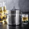 Cubo de hielo de acero inoxidable con aislamiento de doble capa, cubo de vino KTV, cubo de champán para bar con tapa, cubo de hielo portátil, cubo de hielo recto