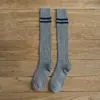 Calcetines de Dos Rayas al por Mayor para Mujer, Lindos Calcetines de Rodilla de Estilo Universitario de Media Caña de Moda Negros para Pantorrilla