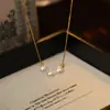 Colar de Pérolas com Pingente Banhado a Ouro 18K Real Nicho Luxo Leve Toque de Alto Padrão Corrente para Clavícula Exquisito Suave Versátil