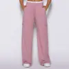 Calça Cargo Multi-Bolsos com Cordão Levanta Bumbum de Alta Elasticidade Estilo Europeu e Americano Conjunto de Roupa Fitness Esportiva Yoga para Mulheres com Sutiã Push-Up de Alça no Pescoço