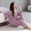 Algodón Puro2026 Nuevo Conjunto de Pijama de Otoño para Mujer con Mangas Largas y Pantalones, Estilo Cárdigan, Sensación de Alta Gama, Adecuado para Usar al Aire Libre, Conjunto de Ropa para el Hogar