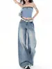 Jeans Americanos de Tiro Bajo de Pierna Ancha para Mujer 2027 Nueva Llegada de Primavera Tie-Dye de Trabajo Pesado Lavado al Agua Sueltos con Caída Pantalones Adelgazantes