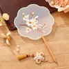 Leque infantil bordado frente e verso estilo tradicional, leque de dança de verão com borlas, leque para traje antigo feminino Hanfu cheongsam