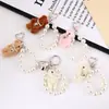 1PC 10cm Lindo Urso Coelho Pelúcia Enchido Chaveiro Pelúcia Pérola Chaveiro Decoração Acessórios Para Mochila Bolsa Carteira Chaveiro de Bolsa Estilo Luxo Branco/Rosa/Cáqui/Marrom