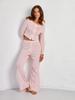 Moda Europeia e Americana Jacquard Vazado Loungewear Conjunto de Pijama para Exportação Amazon com Calça Longa, Adequado para Todas as Estações, Estilo Preguiçoso