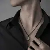 Collar de Luna Creciente para Hombre Plata Piedra de Moda Tendencia Moda de Alta Gama Versátil Cordón Tejido a Mano Diseño Personalizado Joyería para Mujer