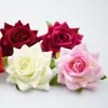Tamaño pequeño/mediano/grande simulación flor de rosa de franela cabeza flor de rosa de franela DIY ramillete flor de muñeca accesorios abanico redondo decoración de flor adornos de boda