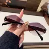 Gafas de Sol Rombo sin Marco de Uña de Arroz Estilo Nuevo Gafas de Sol para Hombre Transfronterizas Estilo Lujo Ligero Gafas de Sol con Montura Metálica Personalizada Europeas y Americanas