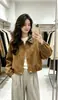 Chaqueta corta de solapa en color de contraste para mujer, nuevo estilo primavera y otoño 2026, popular y a la moda, chaqueta casual versátil para mujeres petite