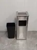 Cubo de basura de acero inoxidable para baño con apertura directa sin tapa, tapa abatible lateral, cubo de basura cuadrado comercial para entrada de ascensor