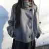 Roupas femininas INS transfronteiriças, estilo simples e nicho, cardigã vintage outono-inverno de gola alta solto, jaqueta única, conjunto estilo coreano