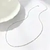 Collar Europeo de Plata de Ley S925 con Lentejuelas Brillantes en el Lateral para Mujer, Diseño Simple de Nicho, Lujo Ligero, Sensación de Alta Gama, Cadena Lisa, Cadena para Clavícula