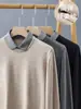Suéter de Punto Cálido de Alta Gama para Hombre, Falso Dos Piezas, Hilo Suave de Doble Hebra, 26 Unidades, Cuello Camisero, Casual de Negocios, Otoño e Invierno