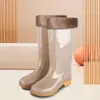 Botas de Lluvia de Caña Alta Forradas de Felpa Suela de Goma Antideslizante para Mujer Botas de Lluvia Cálidas de Invierno Zapatos de Goma de Algodón para Adultos de Media Pantorrilla