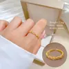 [Galvanoplastia de ouro real] Design Europeu e Americano ins Wind Geometry Diamond Ball Ring Anel Aberto de Vento Frio para Mulheres