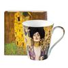 Taza de Hueso de Porcelana Klimt-El Beso Taza de Cerámica Taza de Café Pintura al Óleo Creativa Taza de Pareja