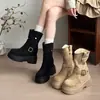 Botines adelgazantes de otoño con tacón oculto para mujeres petite, botines cortos versátiles de nuevo estilo para mujer, botines negros de suela gruesa 2026