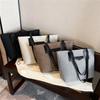 Bolso de hombro para mujer, estilo coreano, de algodón y lino, de gran capacidad, informal, portátil, con texto, 2024