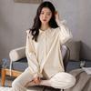 Algodón Puro Primavera, Otoño y Verano Nueva Tendencia Ropa de Casa para Mujer Cárdigan de Algodón Puro Solapa Se Puede Usar Afuera Pijama Conjunto de Dos Piezas