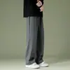 Pantalones de Hombre Transfronterizos Verano Estilo Coreano Modernos Versátiles Sueltos Casuales Largos Pierna Ancha Rectos con Caída Pantalones de Vestir de Seda Hielo