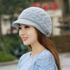 Gorra de Pato Tejida Estilo Coreano para Mujer Otoño e Invierno Gorro de Piel de Conejo con Flecha de Lana Gruesa de Doble Capa Cálido con Protección para las Orejas Envío Directo