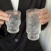 Colección de vidrio nicho medio-antiguo apilable con relieve de girasol Vidrio patrón Glaciar Taza burbuja jugo taza de café
