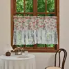 Cortina corta de estilo pastoral transfronteriza montada en barra verde, cortina decorativa de encaje opaca, mosquitero, cortina divisoria de cocina, cortina de café