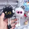 Colgante de lazo con estampado de leopardo transfronterizo, pompón pequeño, llavero de muñeco de dibujos animados para bolso y coche, abalorio exquisito para bolso