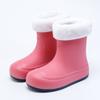 Botas de Chuva para Mulheres 2026 Novo Modelo Impermeável Botas de Chuva para Estudantes Estilo Simples Cano Curto com Forro de Lã Sapatos Quentes para Uso Externo