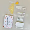 Juego de cuchillo, tenedor y plato para pastel en caja de regalo cinco en uno, juego de vajilla desechable para postres, juego de vajilla para pastel de cumpleaños