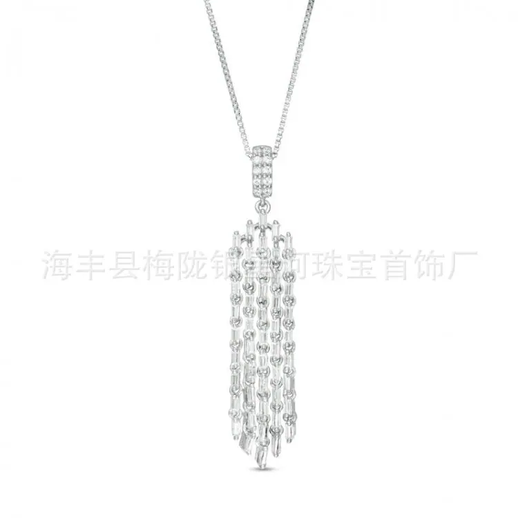 钻石流苏垂饰吊坠项链#