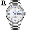 Reloj de Hombre Auténtico Rui Zhi Yuan con Correa de Acero Inoxidable, Reloj de Pulsera Resistente al Agua, Cuero Genuino, Reloj Mecánico Automático Esqueleto para Hombre