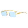 Gafas de sol de metal con cabeza de leopardo retro transfronterizas, gafas cuadradas sin montura decorativas de guepardo, color, gafas para hombre y mujer, venta al por mayor