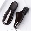 Mocasines brillantes de charol estilo de negocios transfronterizos con suelas gruesas, perfectos para uso casual