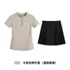 Conjunto Esportivo de Manga Curta para Verão Feminino, Saia de Tênis com Pena de Cintura Alta, Conjunto de Duas Peças, Camiseta Respirável de Secagem Rápida, Roupa para Corrida e Fitness