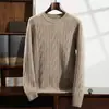 Suéter Básico de Cachemira 2026 Otoño e Invierno Nuevo para Hombre Cuello Redondo Tres Hilos Engrosado Suéter Pulóver de Punto Trenzado Casual de Negocios