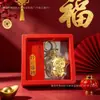 Llavero Dorado Año del Caballo con Pan de Oro para Riqueza y Prosperidad, Regalo de Año Nuevo al por Mayor, Souvenir Regalo Cultural y Creativo