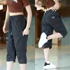 Shorts Casuais Masculinos de Verão com Caimento Solto, Pernas Retas, Respiráveis, Secagem Rápida, Listrados Céu Estrelado, Comprimento Médio, Gelo de Seda