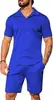Verano Nuevo Estilo Transfronterizo Conjunto de Punto Casual para Hombre Camisa Polo Manga Corta Pantalones Cortos Cuadros Color Sólido Rayas