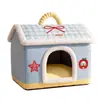 Casa para mascotas con aislamiento de grafeno para otoño e invierno, bolsa de maquillaje portátil, cama para perros pequeños y medianos, cama cerrada para gatos