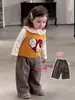 Conjunto de três peças de colete de tricô para bebê menina, colete suéter infantil, calça casual, camiseta de manga longa, roupa super estilosa para menina de 1 ano