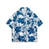 Camisa Floral Retro Floresta Floral Estampa Completa de Crisântemo Manga Curta Masculina e Feminina Estilo Férias Praia Estilo Ilha Havaiana