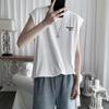 Camiseta Masculina de Gola Redonda para Primavera e Verão, Camiseta Regata Sem Costura Fina, Colete Esportivo Solto, Camiseta de Caimento Solto