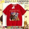 Plano de Transformação de Castor Novo Transfronteiriço Camiseta de Algodão Puro de Manga Curta para Crianças Roupa de Verão Tops de Meia-Manga para Meninos e Meninas Hoppers
