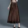 Falda plisada de dobladillo ancho, nueva para Otoño 2026, con flock, falda de encaje de longitud media de cintura alta adelgazante, reversible