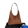 Bolsa de Ombro Tote Versátil de Grande Capacidade Feminina Coleção Outono 2025 Maillard Fosco Vintage Relaxado