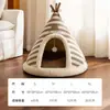 Ninho de Gato Transfronteiriço Outono e Inverno Novo Estilo Tenda Escovada Estilo Britânico Ninho de Gato Casa Quente de Inverno Ninho de Cachorro Suprimentos para Animais de Estimação