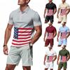 Estación Independiente Transfronteriza Americano Nuevo Verano para Hombre Casual Hielo Seda Transpirable Deportes POLO Manga Corta Shorts traje Hombre