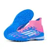Novos tênis de futebol rosa infantis para meninos, meninas, adolescentes e adultos, com travas longas e travas curtas, adequados para alunos do ensino fundamental e médio para competição e treinamento